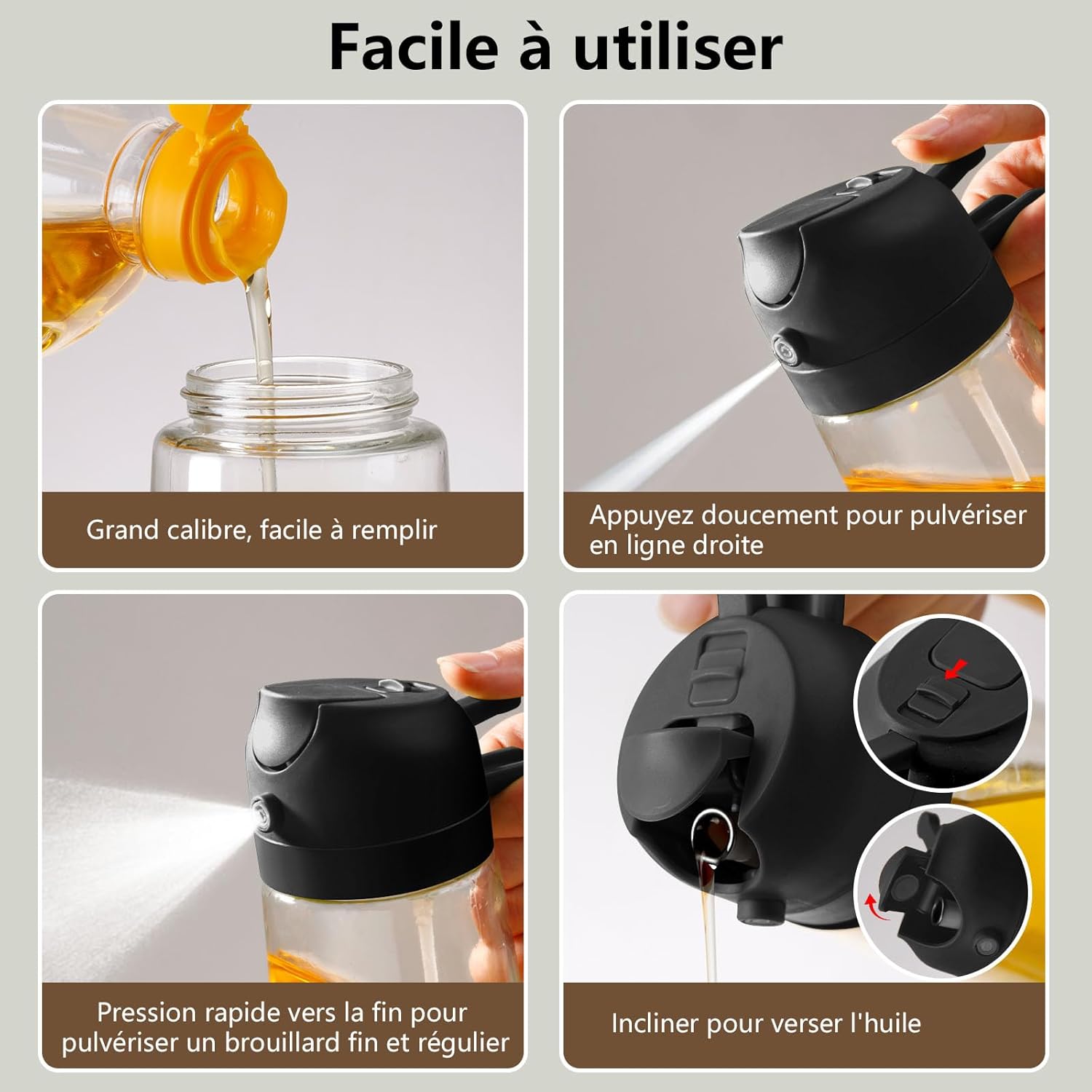 Distributeur d'huile 470ml - spray multi-usages cuisine, barbecue