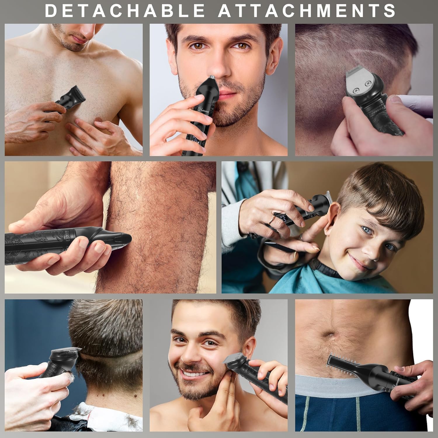 Hatteker - Tondeuse sans fil homme - barbe - autonomie longue durée