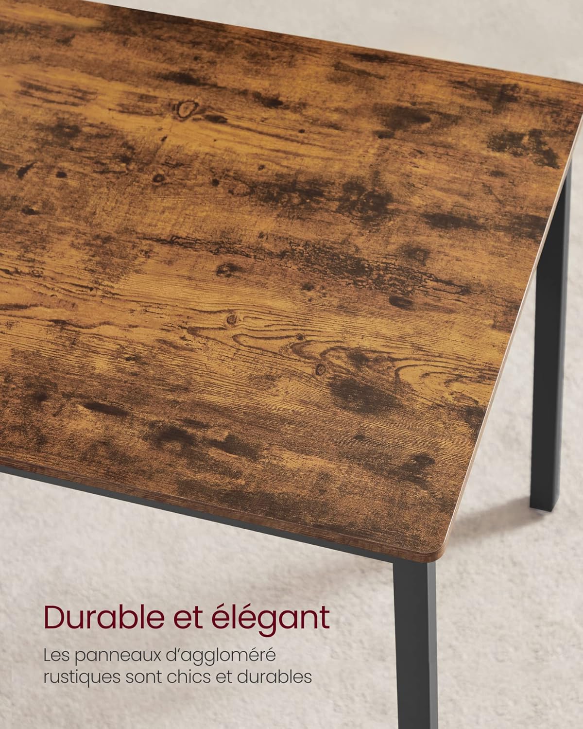 VASAGLE - table à manger 3 pièces - 110x70x75 cm - acier et bois - KDT070B01