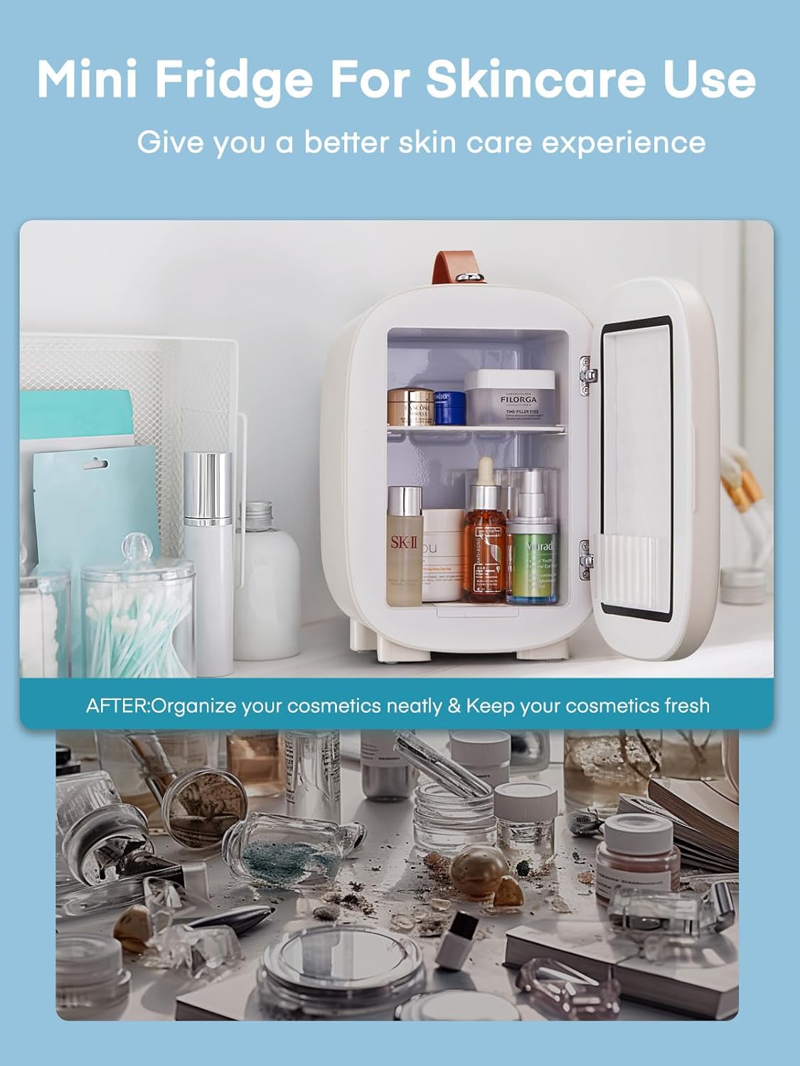 FOHERE - Mini frigo 5L - compact 6 canettes, CA/CC, blanc