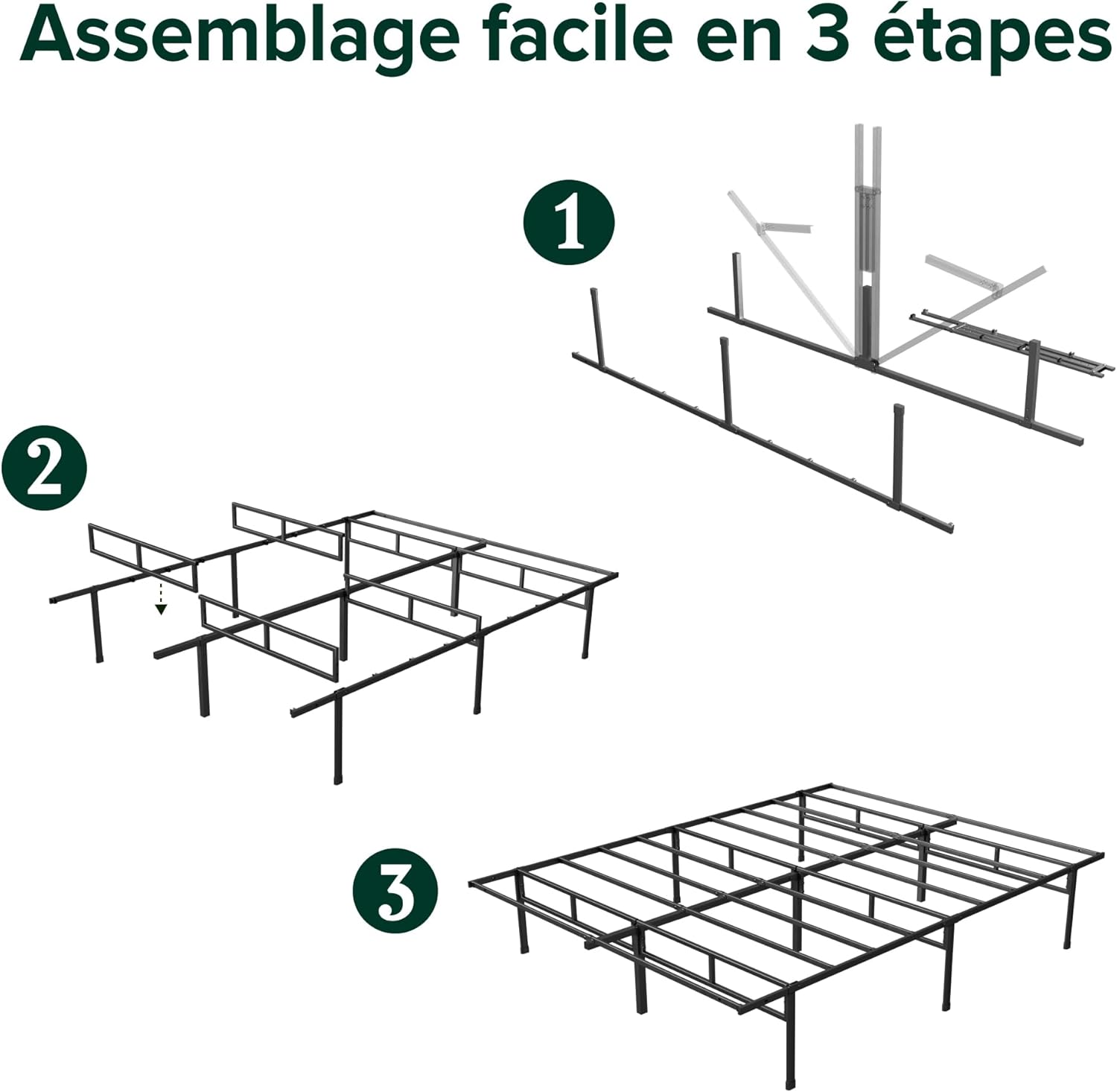 Zinus - Justin - 90x190 cm - lit métal rangement hauteur 36 cm