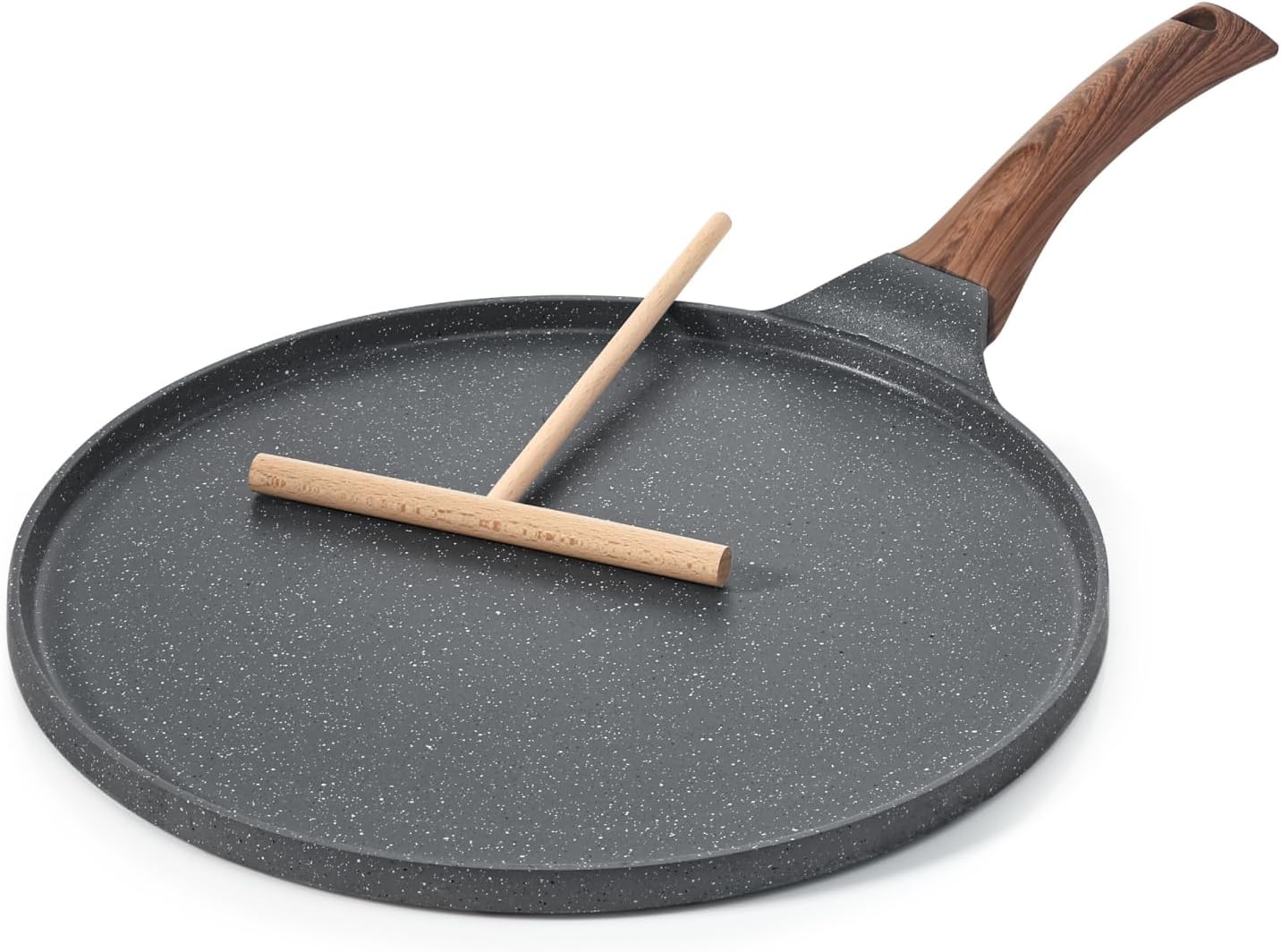 SENSARTE - poêle à crêpes série granit - 30 cm - revêtement antiadhésif induction, poignée ergonomique