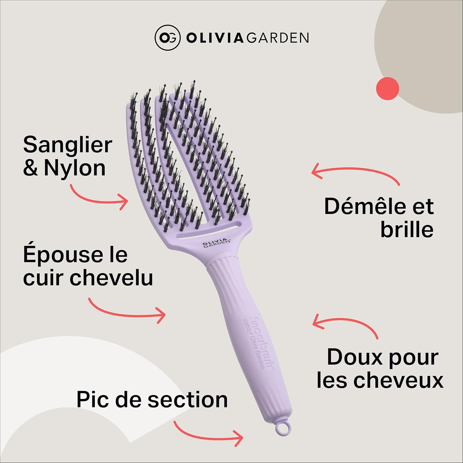 Olivia Garden - Fingerbrush Care Iconic - poils sanglier & nylon - Brushing lissant et brillant