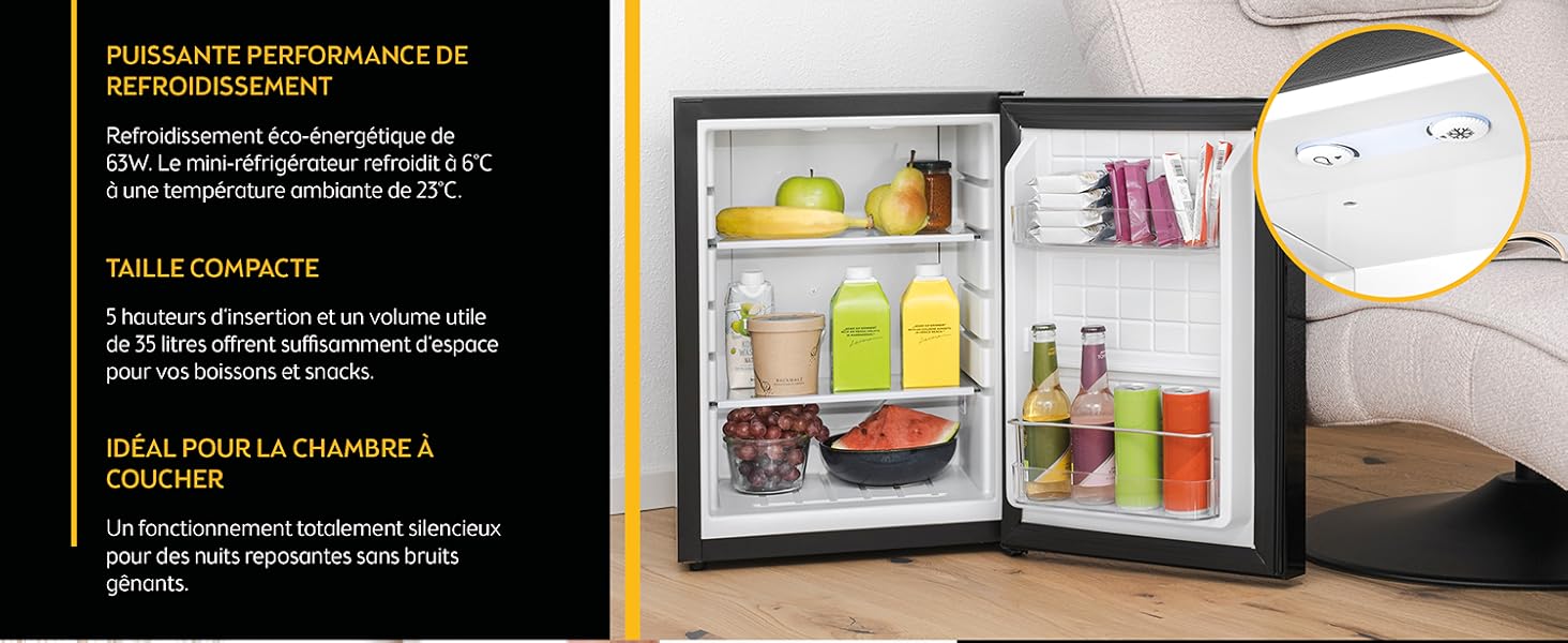 TZS First Austria Mini Frigo de Chambre 40L - Petit Frigo Pratique et Compact - Idéal pour Chambre