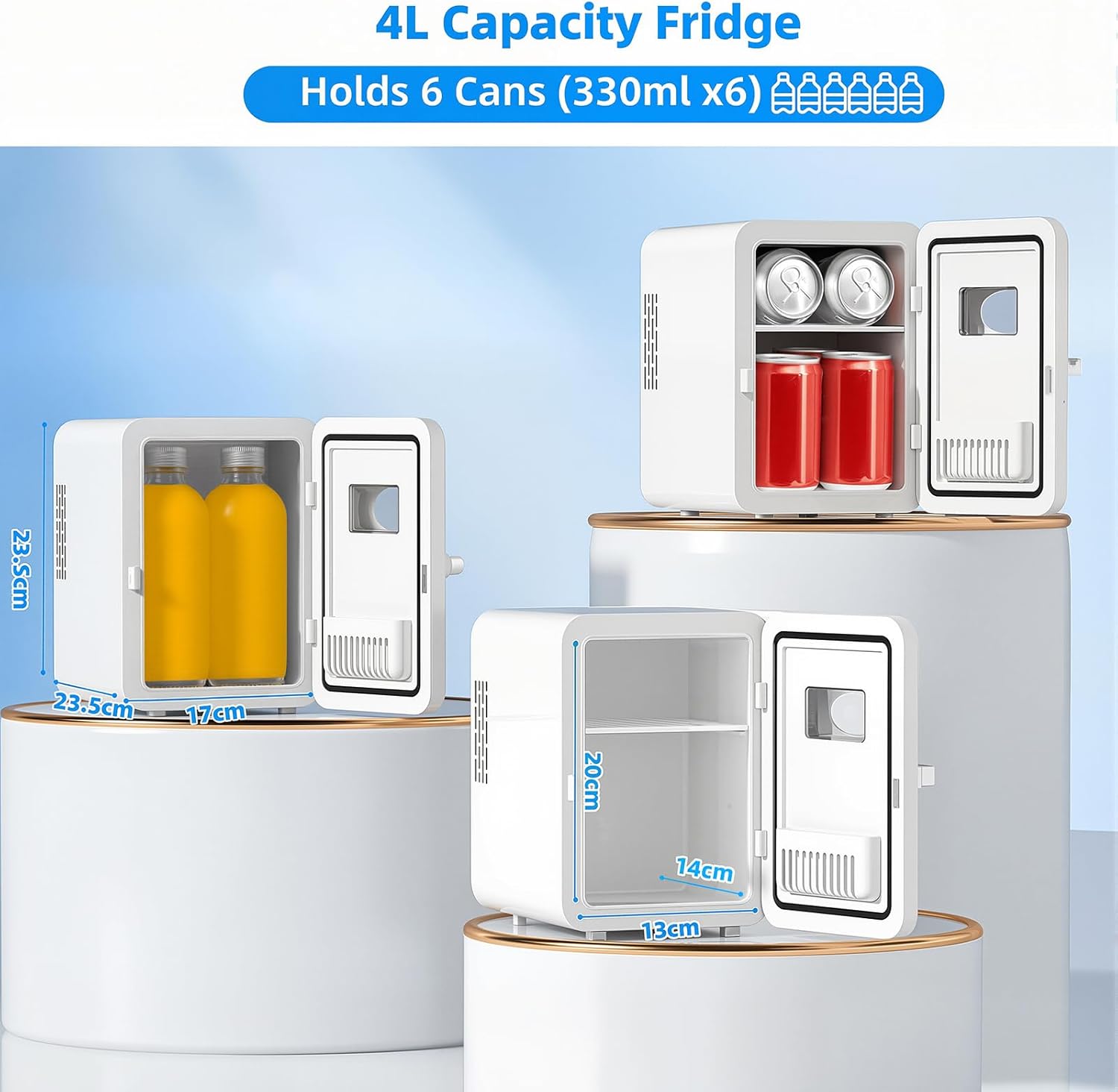 Mini frigo - 4L/6 canettes - compact, portable, bureau, voiture - CGA1