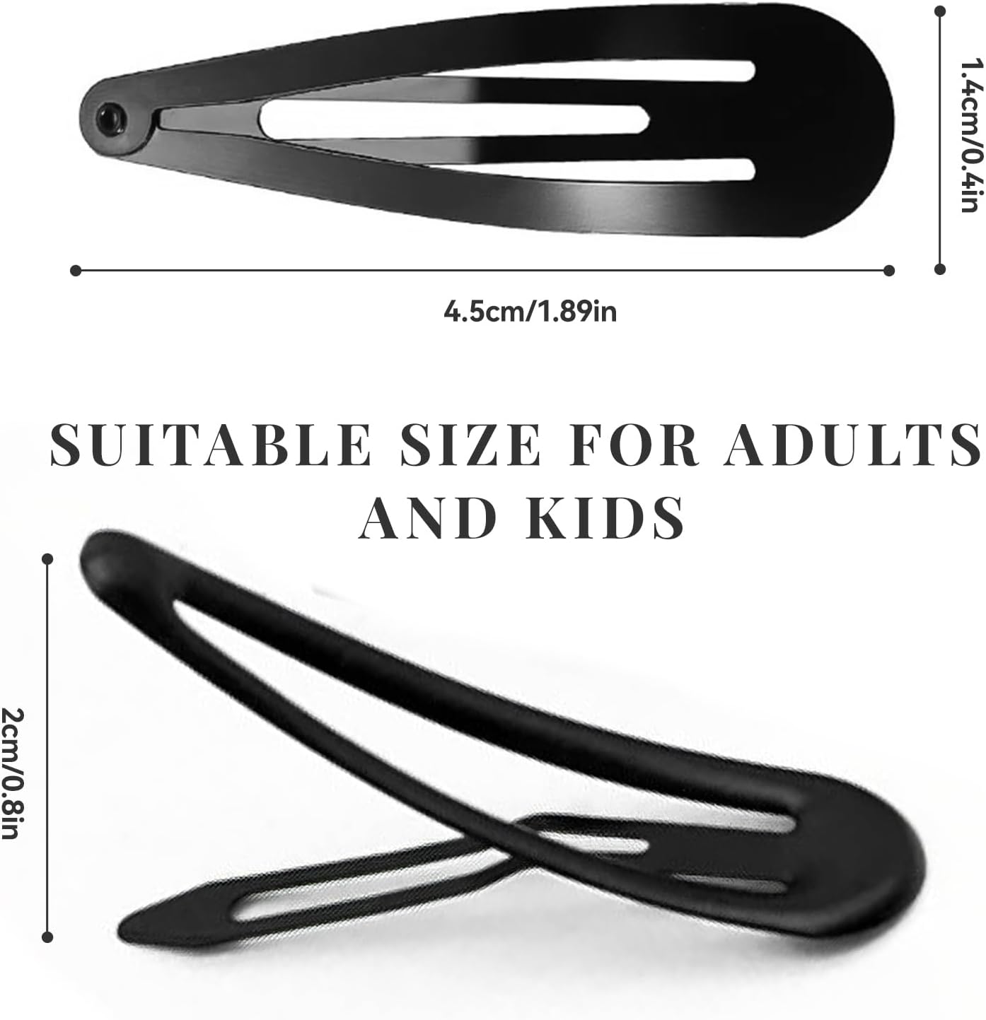 Barrettes à cheveux - lot de 24, métal noir 5,1 cm, enfants et filles