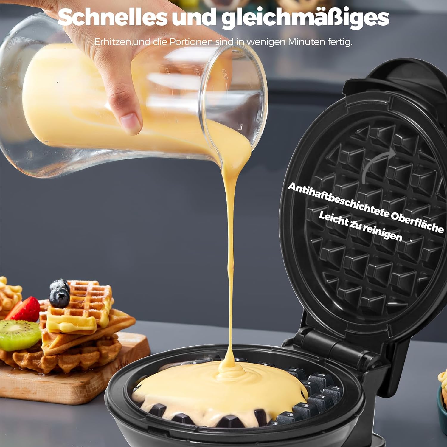Mini gaufrier - design rétro - surface antiadhésive - format compact