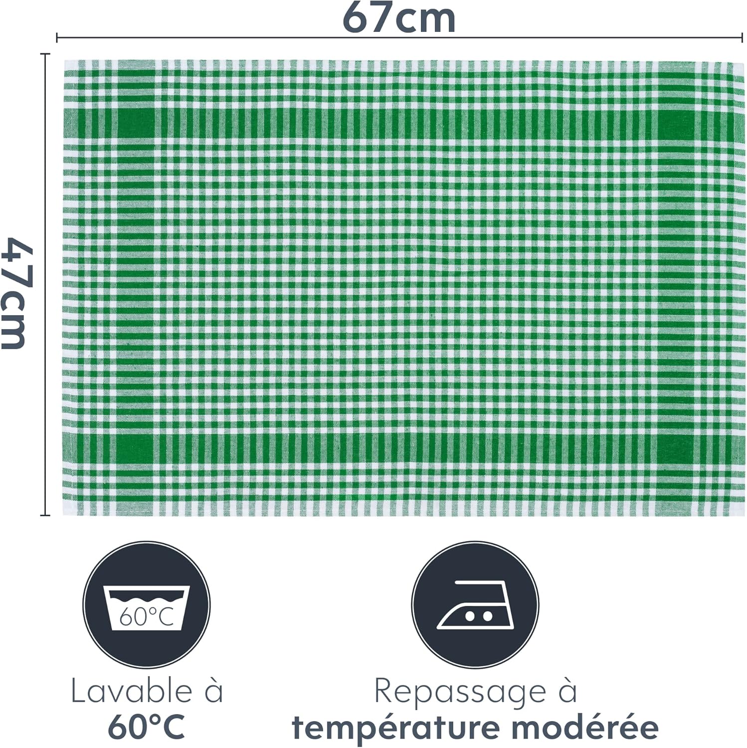 Twinzee - lot de 5 torchons rétro coton 47x67 cm - Oeko Tex