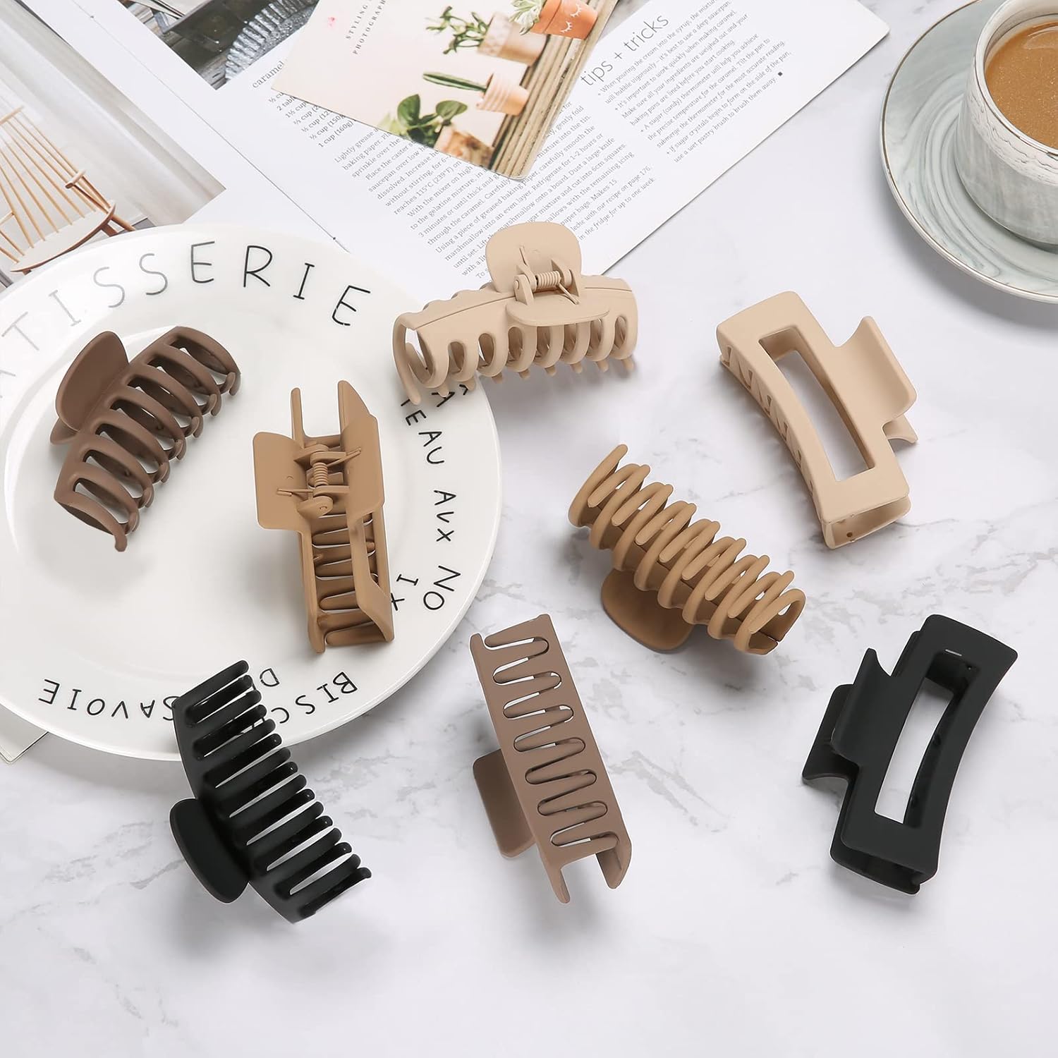 Lolalet - lot de 8 pinces double dents - 8 cm - couleurs variées, cheveux épais et fins