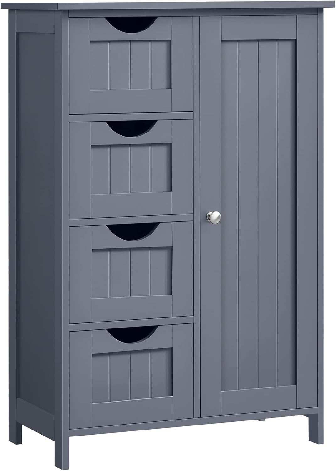 VASAGLE - armoire salle de bain, 30x55x82 cm, 4 tiroirs, porte, LHC41GY