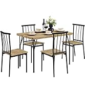 Yaheetech Ensemble Table à Manger Meubles de Salle à Manger Table avec 4 Chaises en Bois et en Mé...