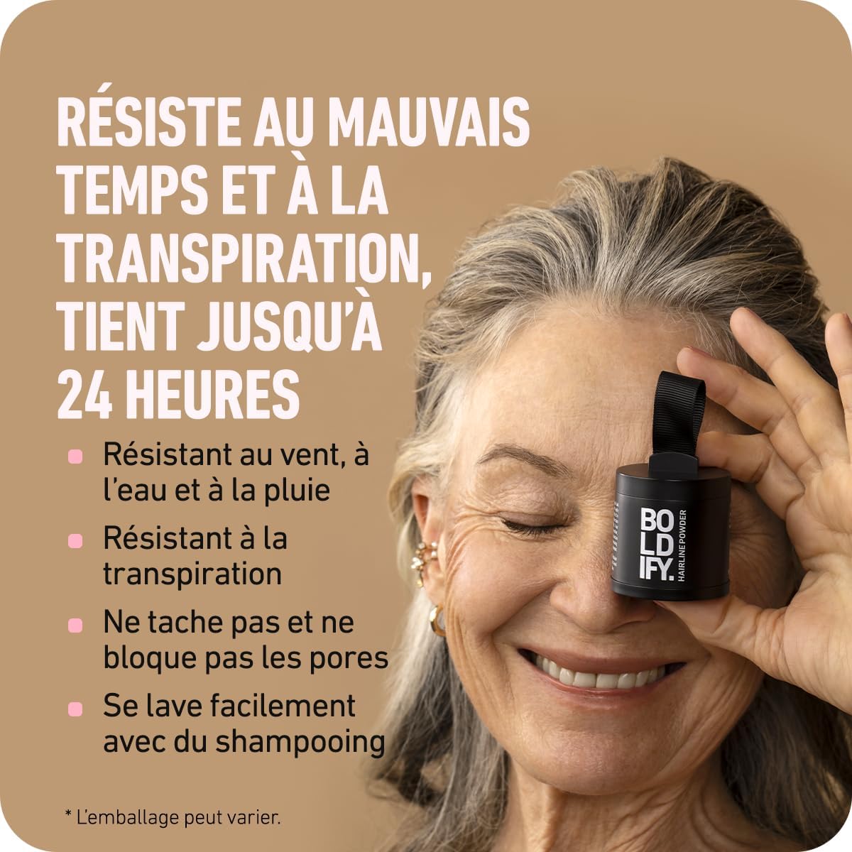 BOLDIFY - poudre racines cheveux - 10g - blond moyen, camoufle gris