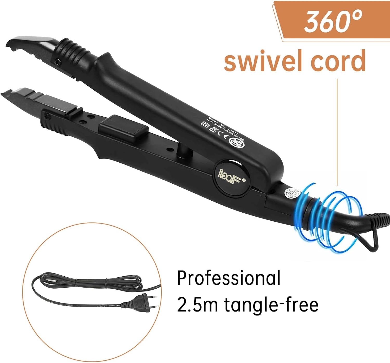 Qliver - Pince Chaleur Pro - température constante, pour extensions, effet soyeux