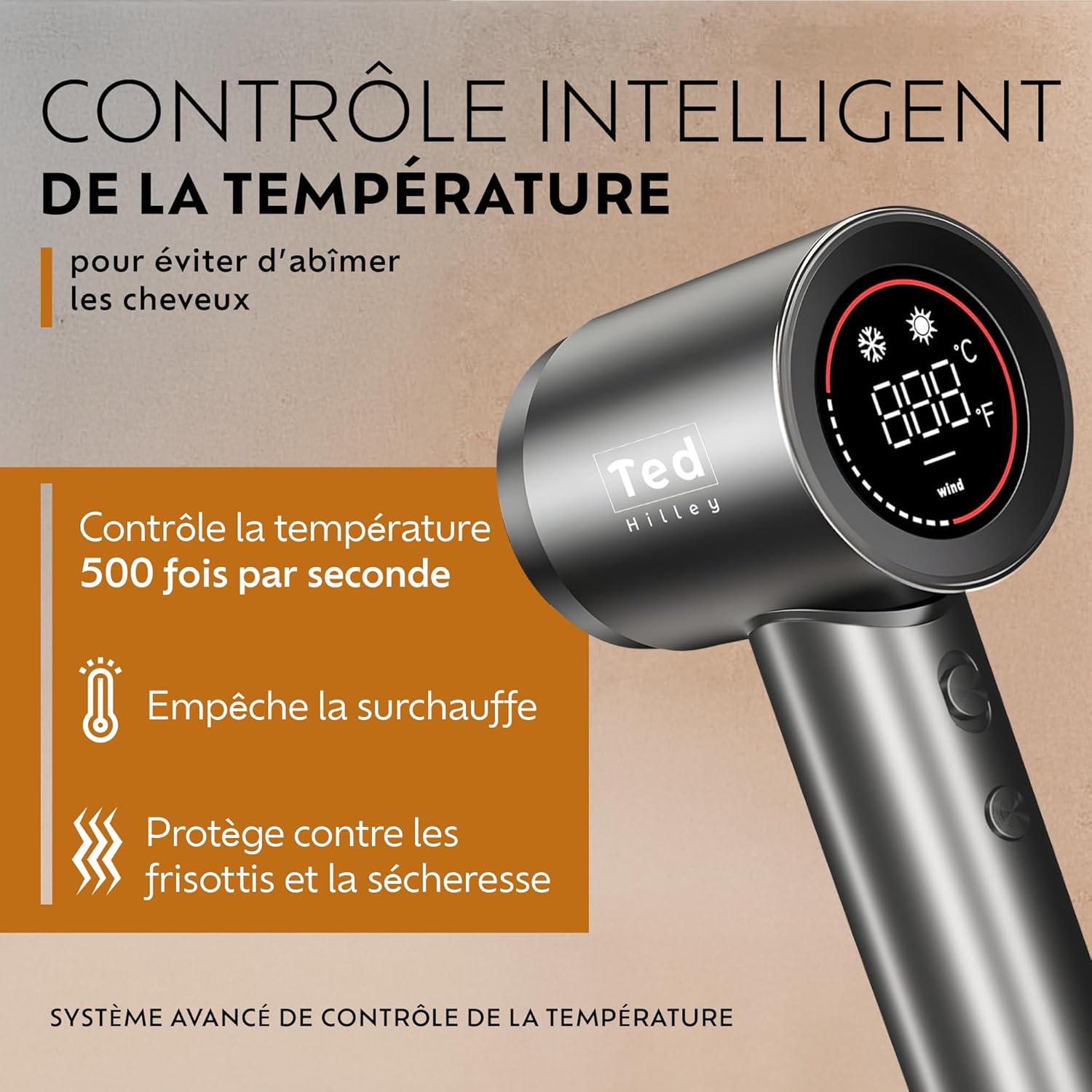 Sèche-cheveux ionique pro - diffuseur - compact - brillance, anti-frisottis