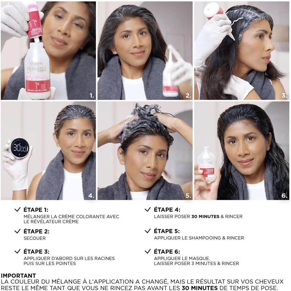 L’ORÉAL PARIS - Excellence Crème - coloration permanente, couvre 100% des cheveux blancs, nuance Acajou Cuivré 6.54