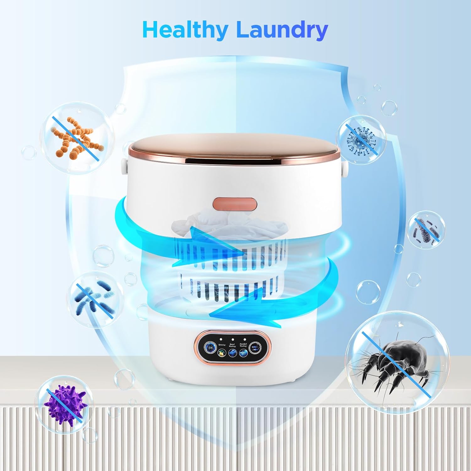 Mini machine à laver portable 13L, 3 modes, tuyau drainage, compact