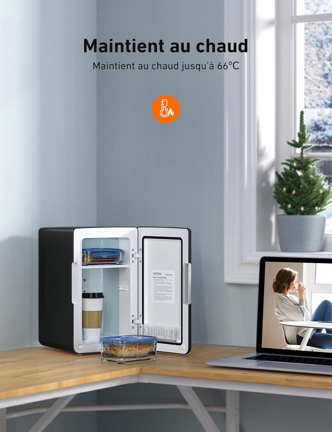 AstroAI - Mini Frigo 6L - 8 canettes, chaud/froid, auto/maison