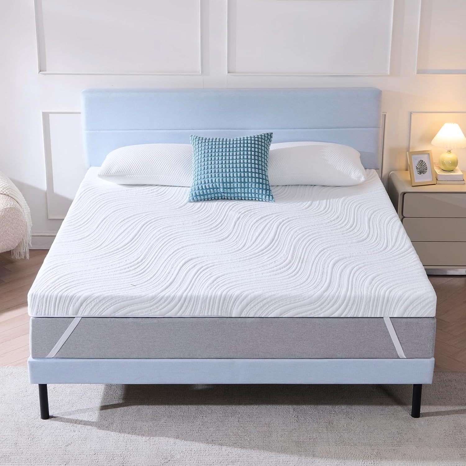 Hiimgo - Surmatelas Mémoire de Forme Gel 7,5cm - 140x190cm - housse lavable, confort respirant, design antidérapant