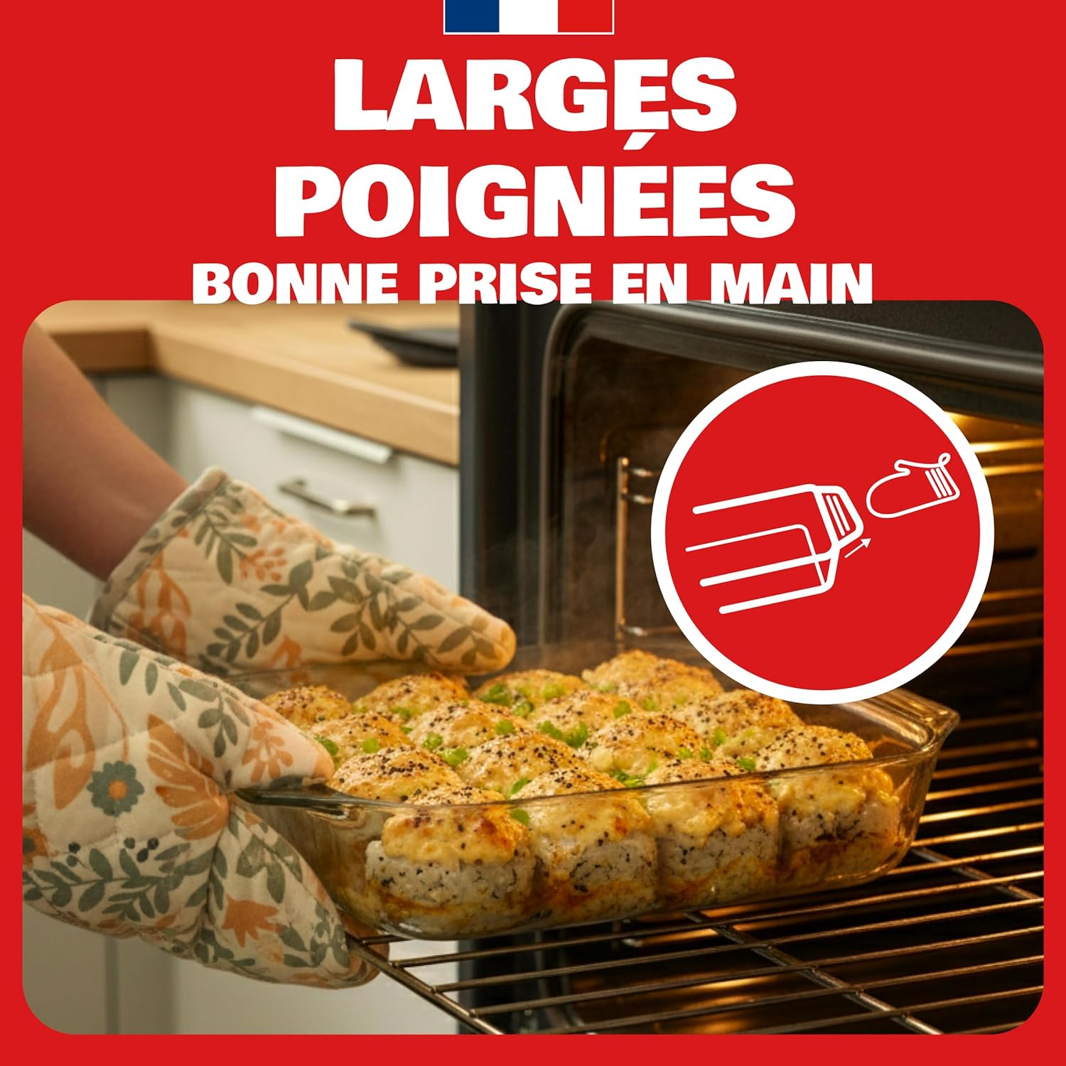 Pyrex - Plat à Four rectangulaire 39x25 cm - Verre borosilicate, ultra-résistant, poignées ergonomiques