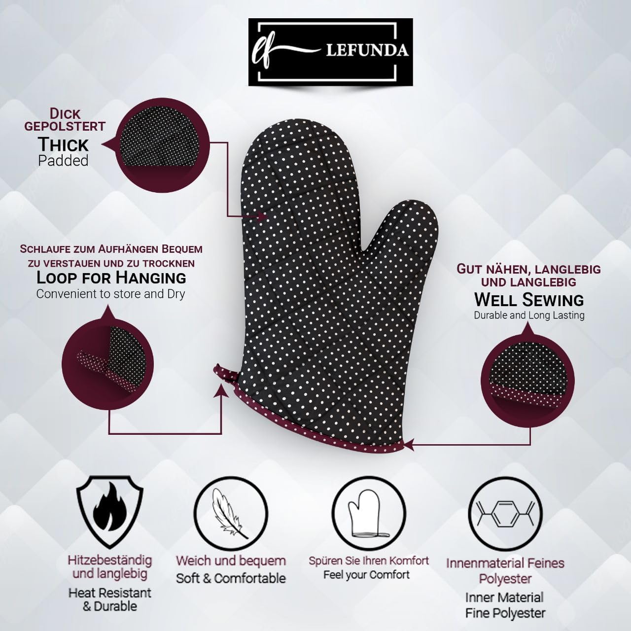 LEFUNDA - tablier cuisine ajustable, 3 poches, étanche, longues lanières