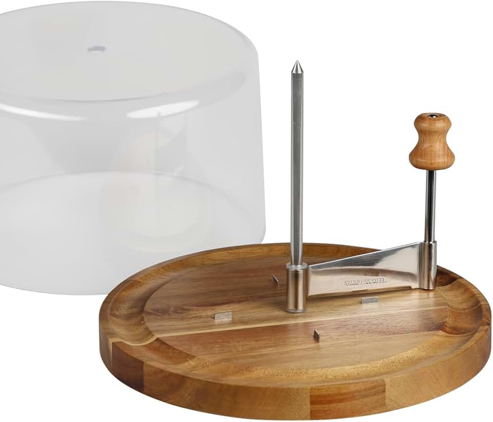 Kesper - trancheuse à fromage, bois d'acacia, 21,7 cm, capot transparent, idéale tête de moine