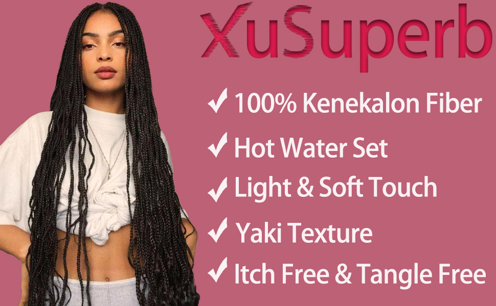 présentant les caractéristiques suivantes : fibre Kanekalon, capacité de prise d'eau chaude, texture légère et douce, propriétés anti-enchevêtrement