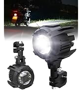 pour moto avec boîtier et support noirs. Montré à la fois installé sur le vélo la nuit et en tant que produit autonome.