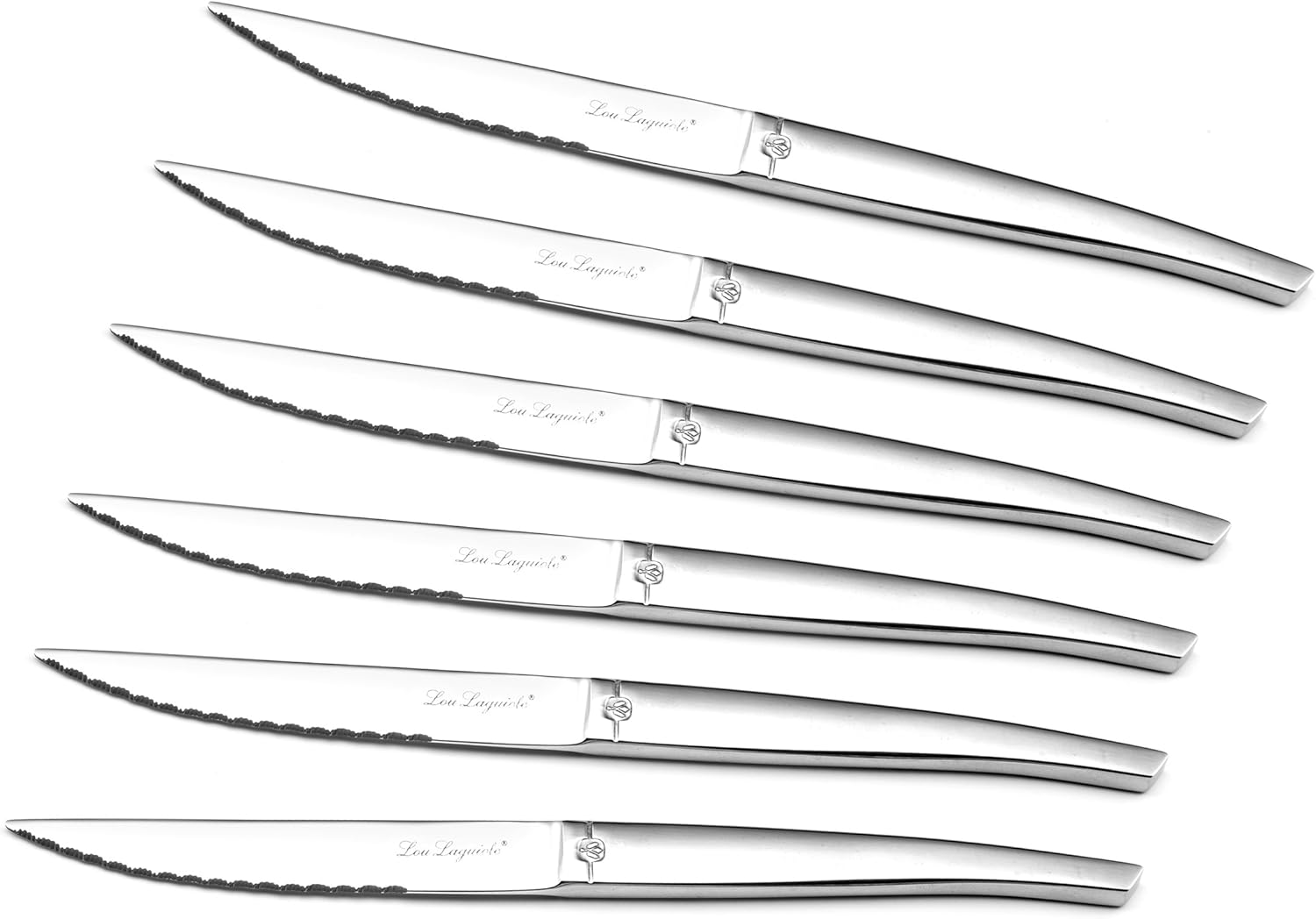 Lou Laguiole - Jet - 9x5x12 cm - Bloc bois acacia, 6 couteaux inox 13C