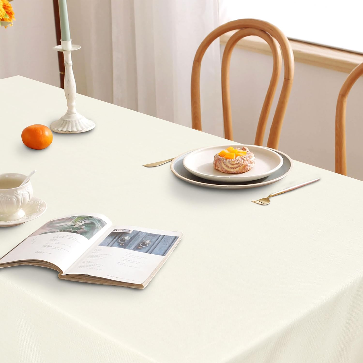 DWCN - nappe aspect lin - 135x260cm - anti-tache, imperméable, lavable