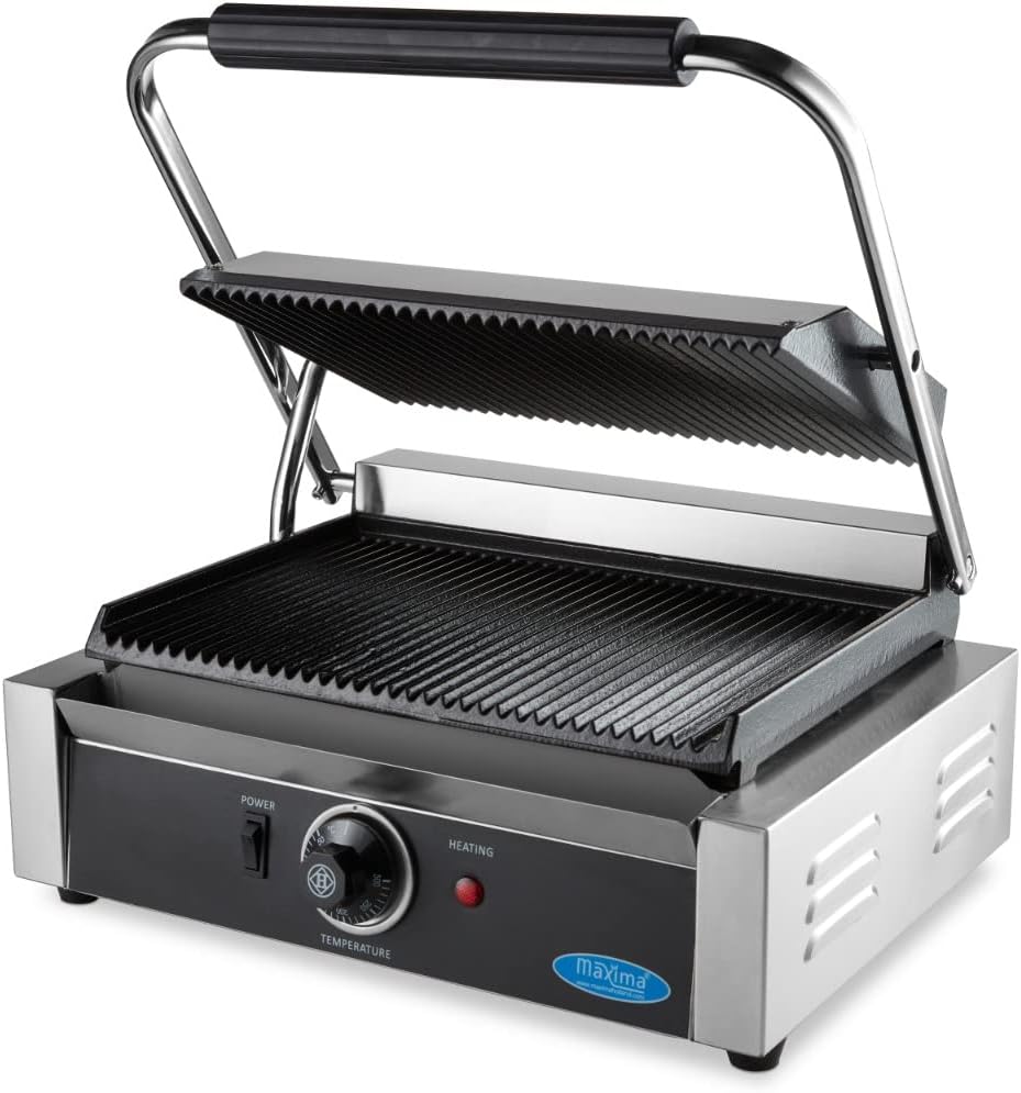Maxima - Gril de contact rainuré simple - 33,5 cm - plaque de cuisson pro