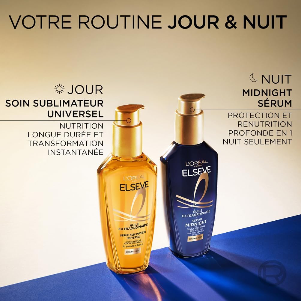 L'Oréal Paris - Elseve Huile Extraordinaire - 100ml - Sérum capillaire nuit cheveux secs, nutrition, sans transfert