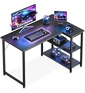 Coleshome Bureau Gaming, 100x70cm Bureau d'angle avec étagère de Rangement Réversible, Bureaux en...