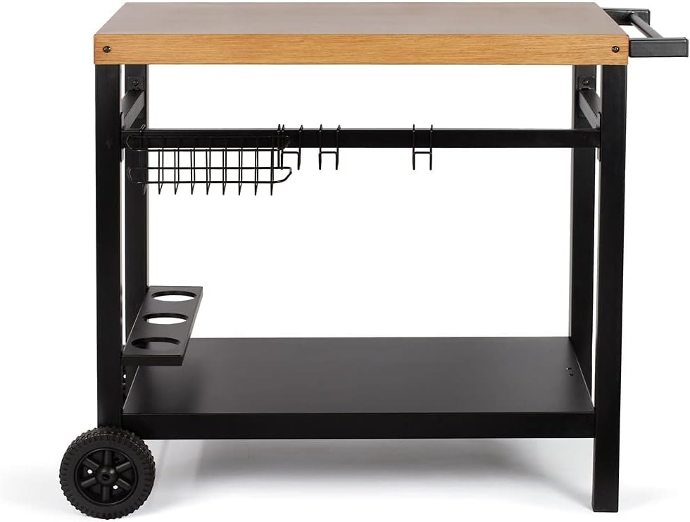 Chariot plancha noir/bois - rangement intégré - GS131