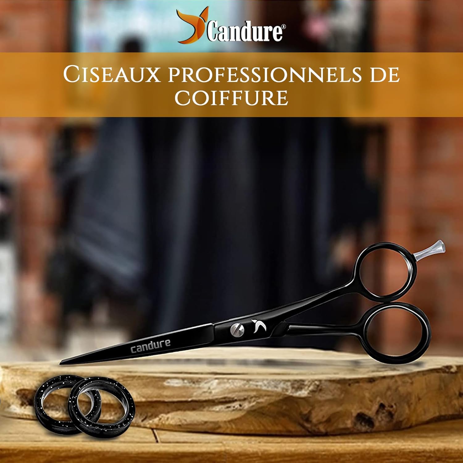 Candure - ciseaux professionnels noirs 6,5