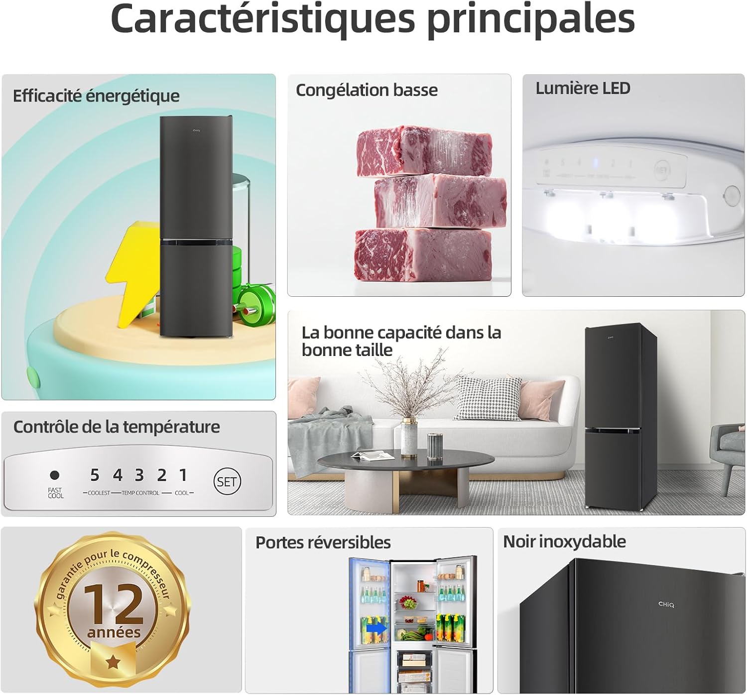 CHIQ - CBM159LEBD - 157L bas - low frost, silencieux, compact CBM159LEBD