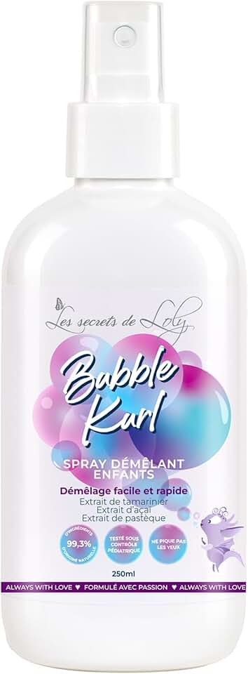 Les Secrets de Loly - Bubble Kurl - 250 ml - Spray démêlant enfants, cheveux bouclés, +99% naturel