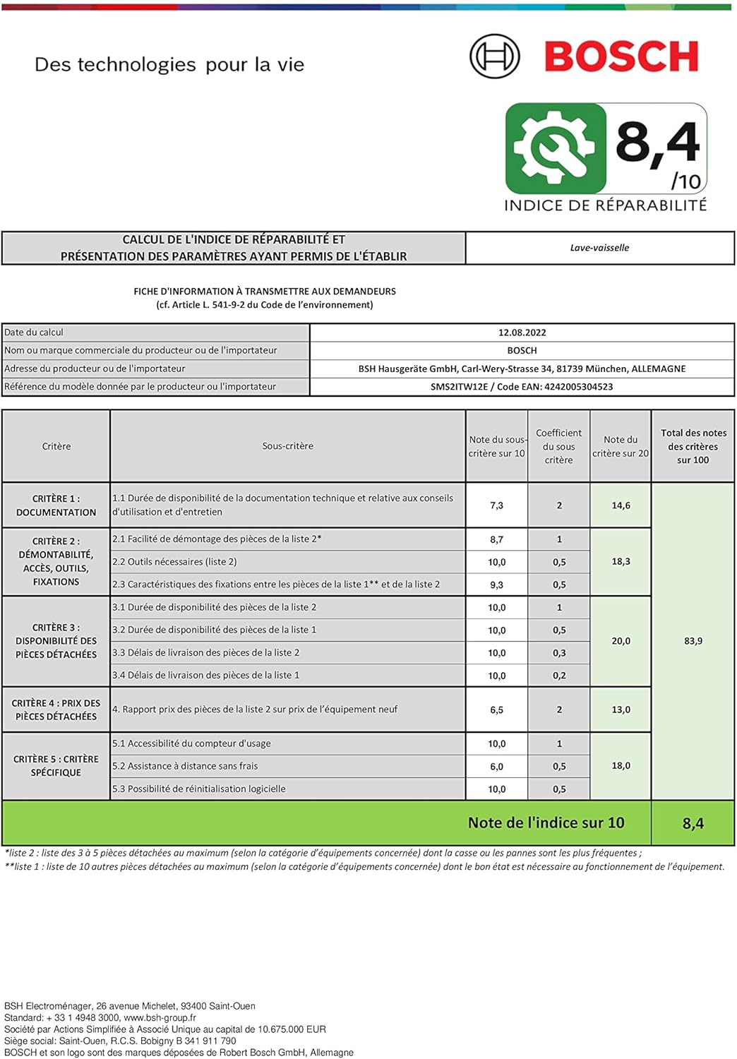 Bosch - Série 2 lave-vaisselle - 60cm - 12 couverts, Home Connect, EcoSilence, Blanc - SMS2ITW12E