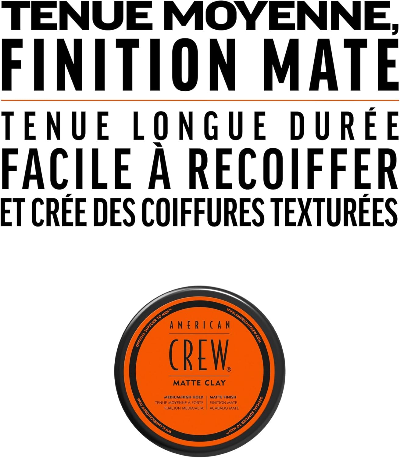 American Crew - Matte Clay - 85g - Fixation forte, fini mat, tous cheveux