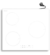 Karinear Plaque à induction 3 plaques blanche 3500W, avec fiche plaque de cuisson autonome encast...