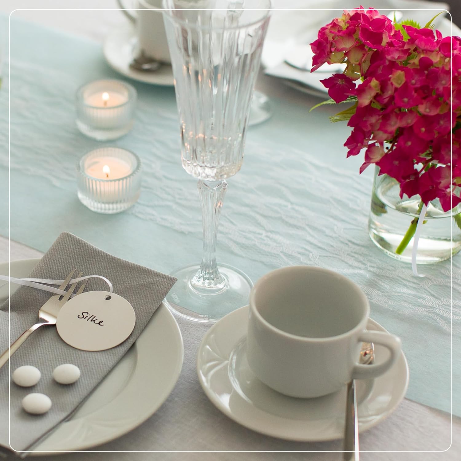 100%Mosel - Chemin de table - 30x2500cm - non-tissé bleu clair