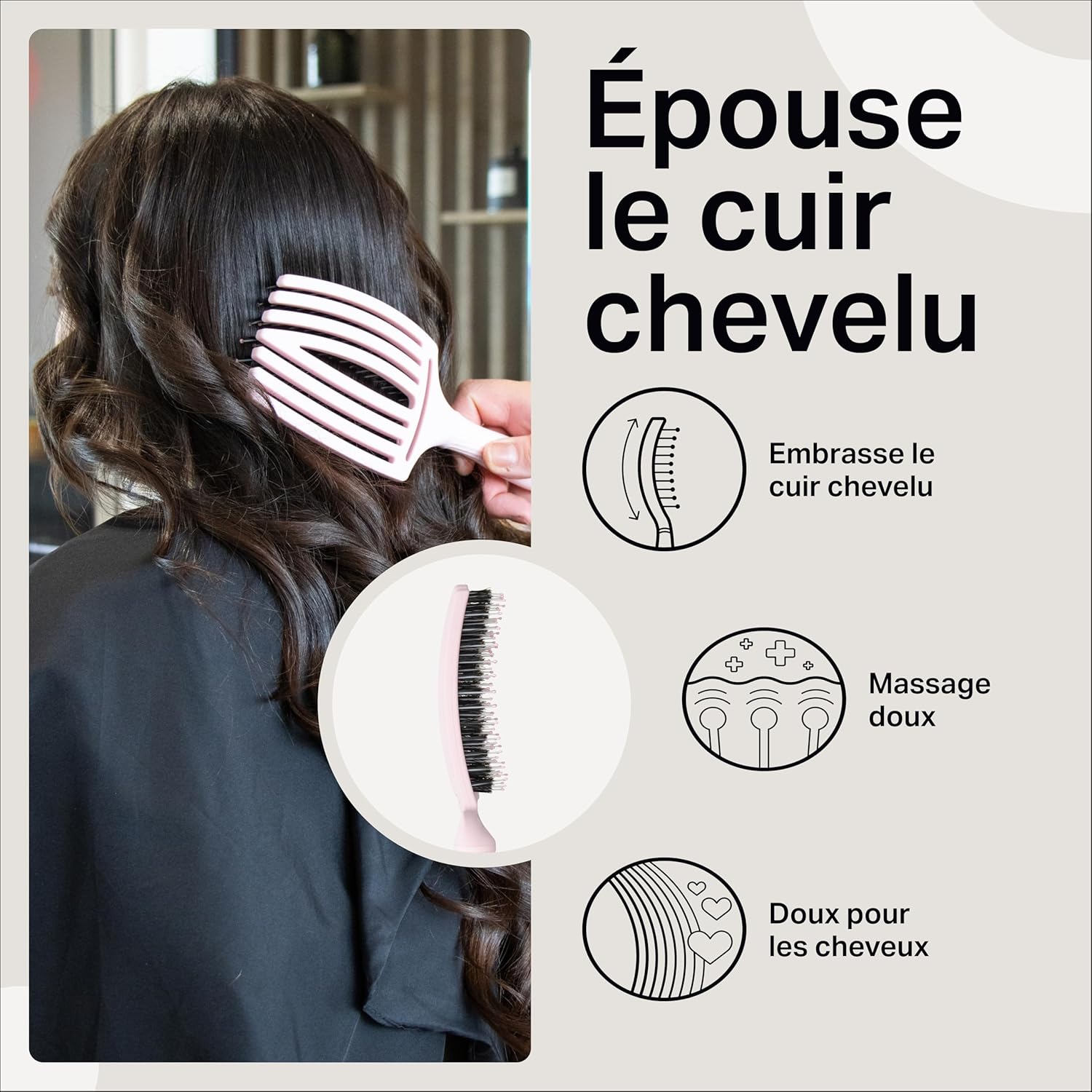 Olivia Garden - Fingerbrush Care Iconic - brosse démêlante - poils sanglier & nylon, brillance et coiffage lisse