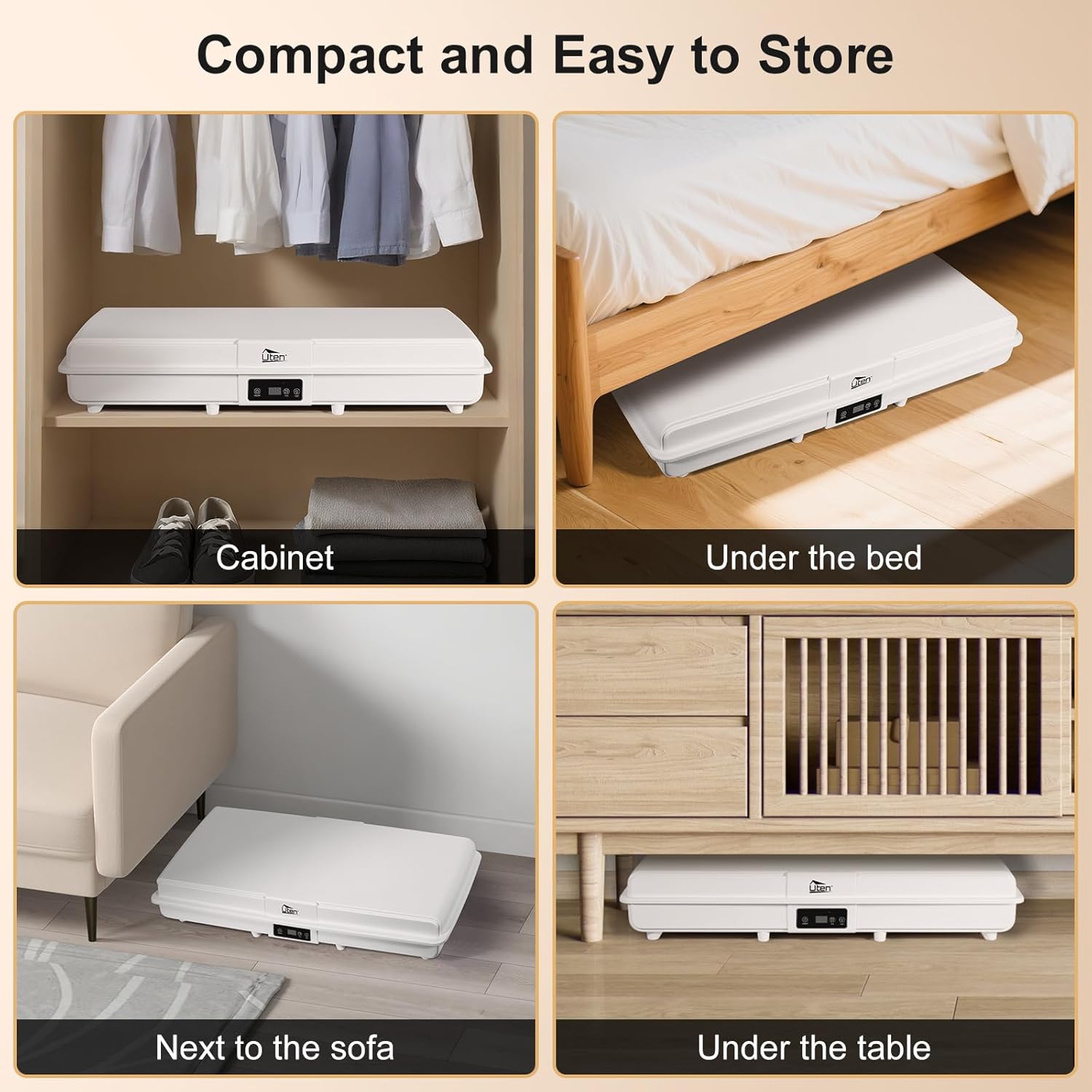 Sèche-linge électrique portable, 1500W, amovible, minuterie, compact