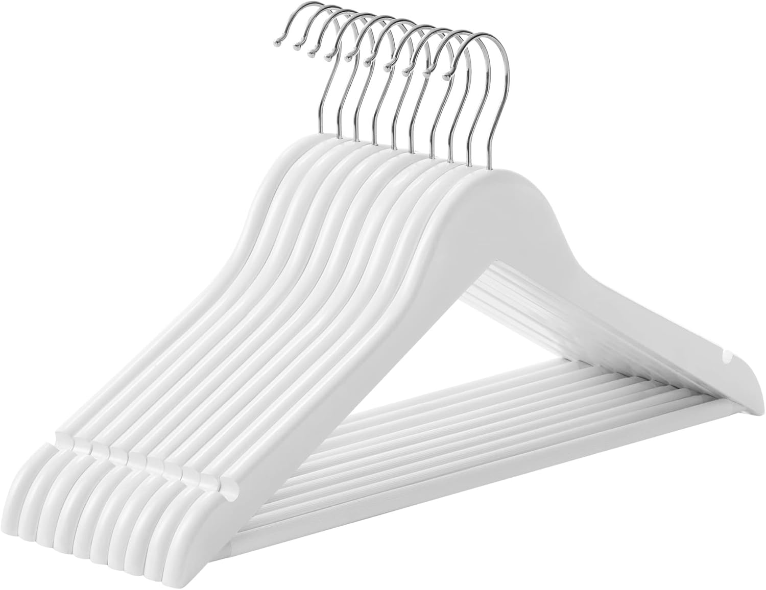 Songmics - cintres bois, 10 pcs, antiglisse, crochet 360°, CRW03W10