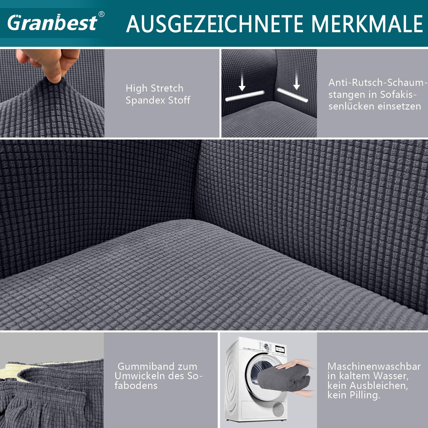 Granbest - housse canapé jacquard extensible - salon - protection animaux