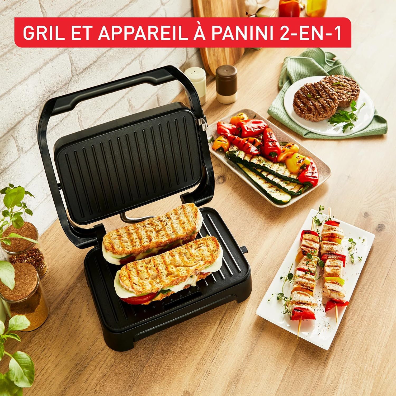 Tefal - Inicio Compact - grill panini antiadhésif, facile à nettoyer - GC270D10