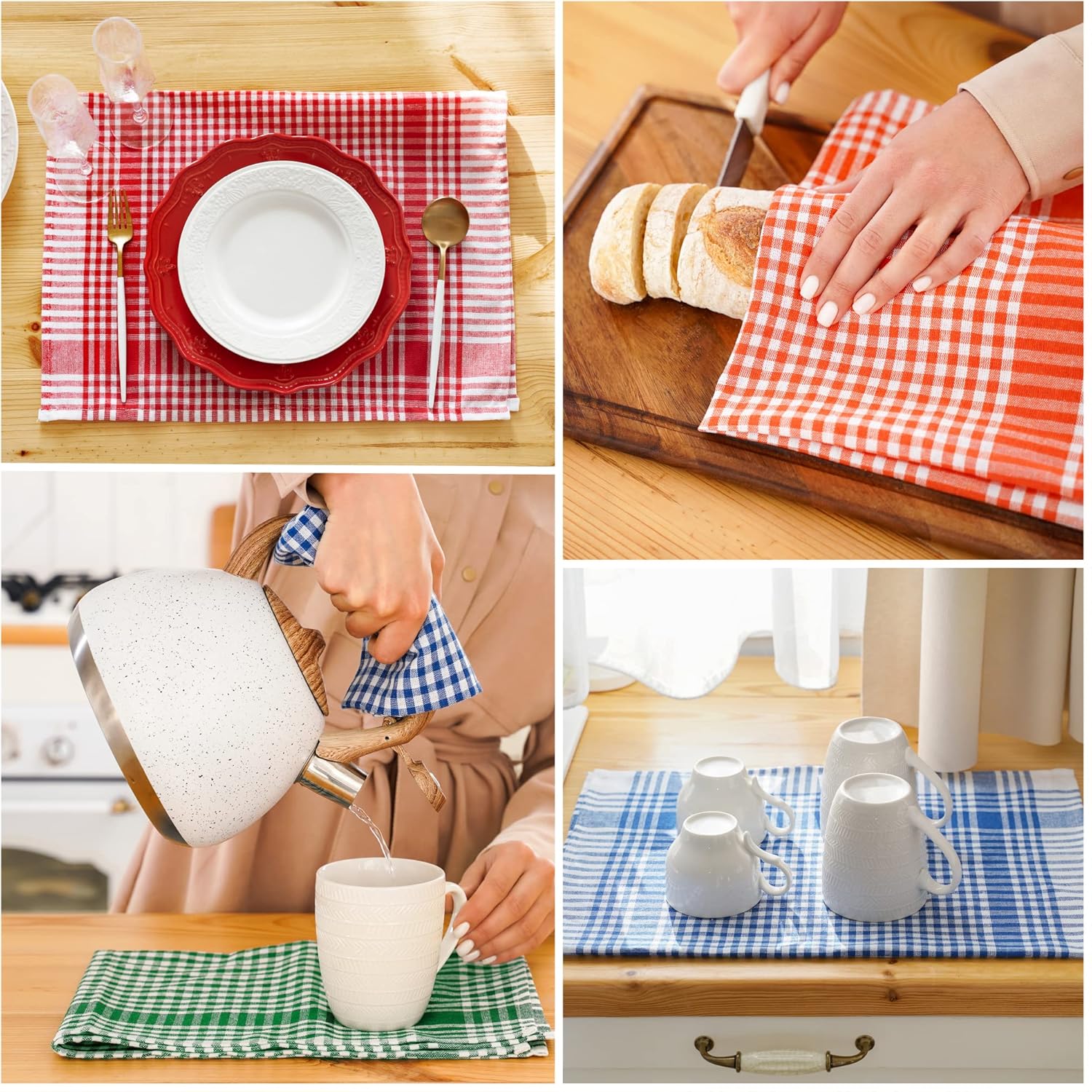 Twinzee - lot de 5 torchons rétro coton 47x67 cm - Oeko Tex