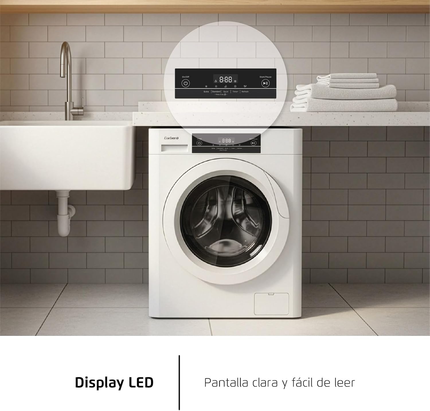 Corberó - sèche-linge frontal 3kg, LED, 5 programmes, blanc, CSM320W