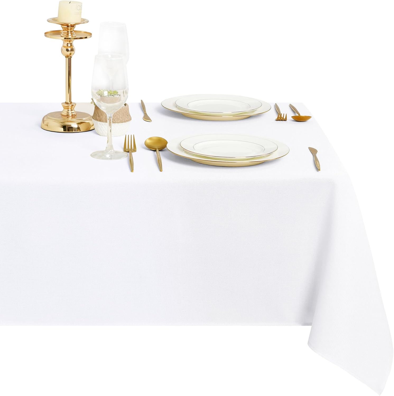 DWCN - Nappe Aspect Lin 135x200cm - Lavable Imperméable Anti-Tache