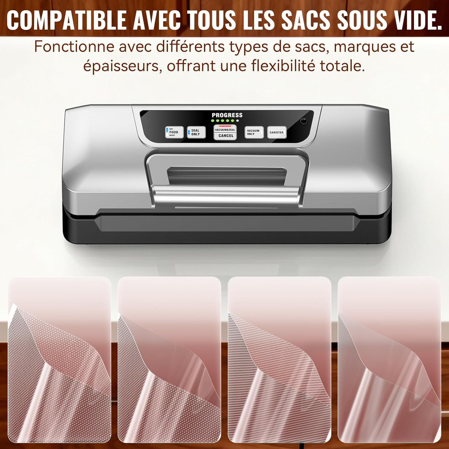 Machine sous vide alimentaire - 20L/min, 90kPa, double pompe, coupe-sacs