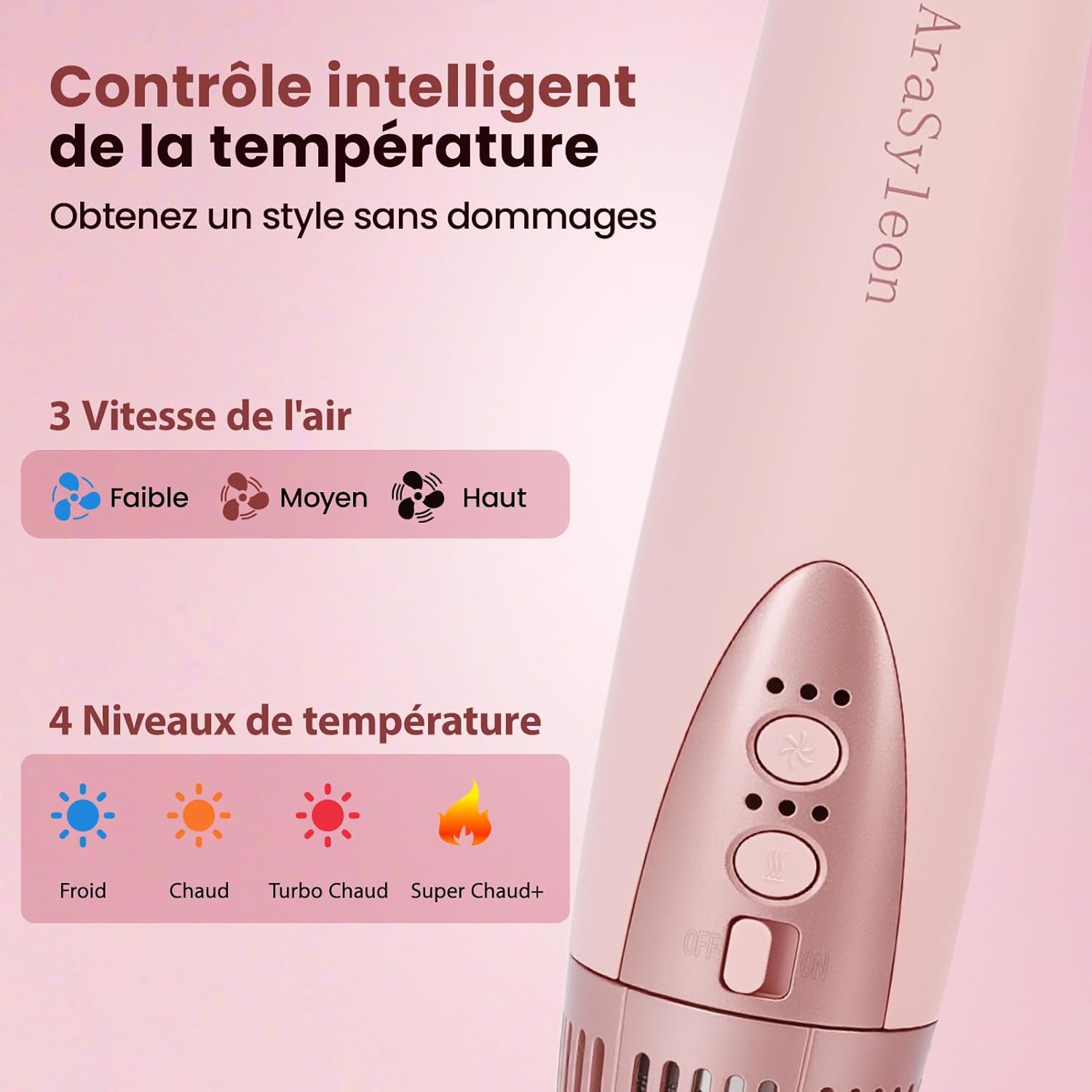 AraSyelon - Styler 6 en 1 - 32/68mm - 110 000 tr/min, ionique, boucleur